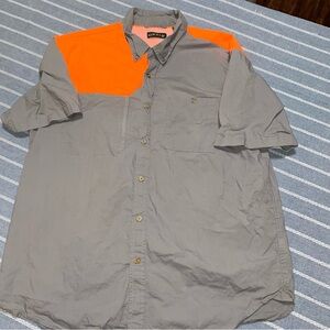 Orvis Grey with Safety Orange Button Up Shirt XL‎